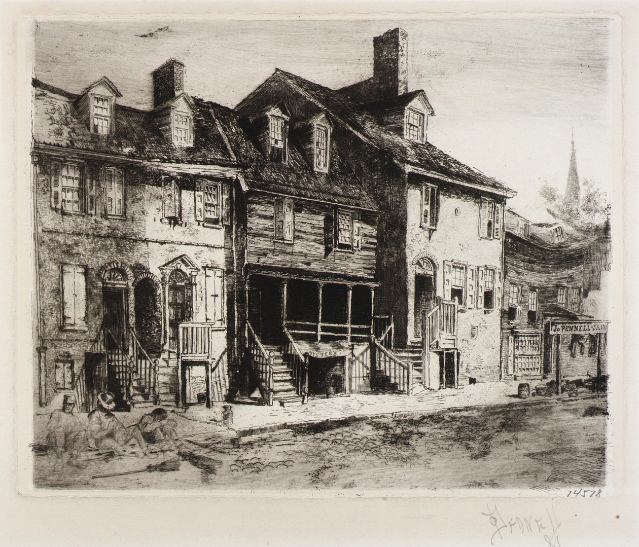 Street Sweepers, Old Houses by Joseph Pennell