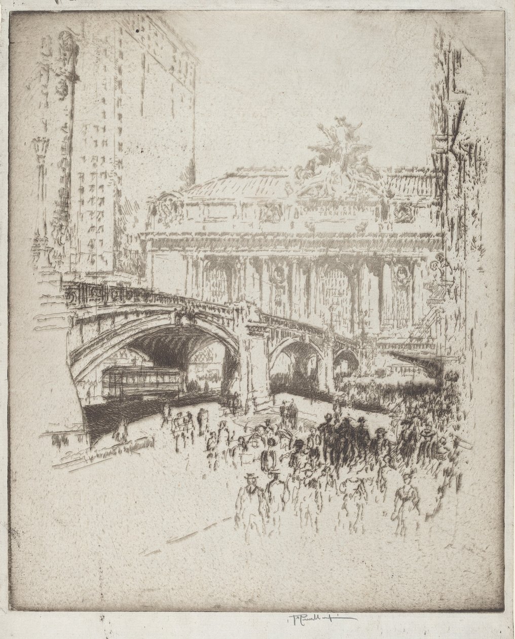 The Approach to the Grand Central, New York by Joseph Pennell