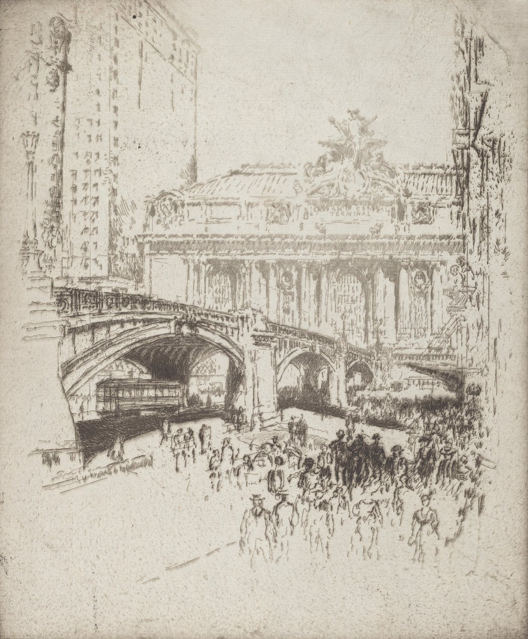 The Approach to the Grand Central, New York by Joseph Pennell