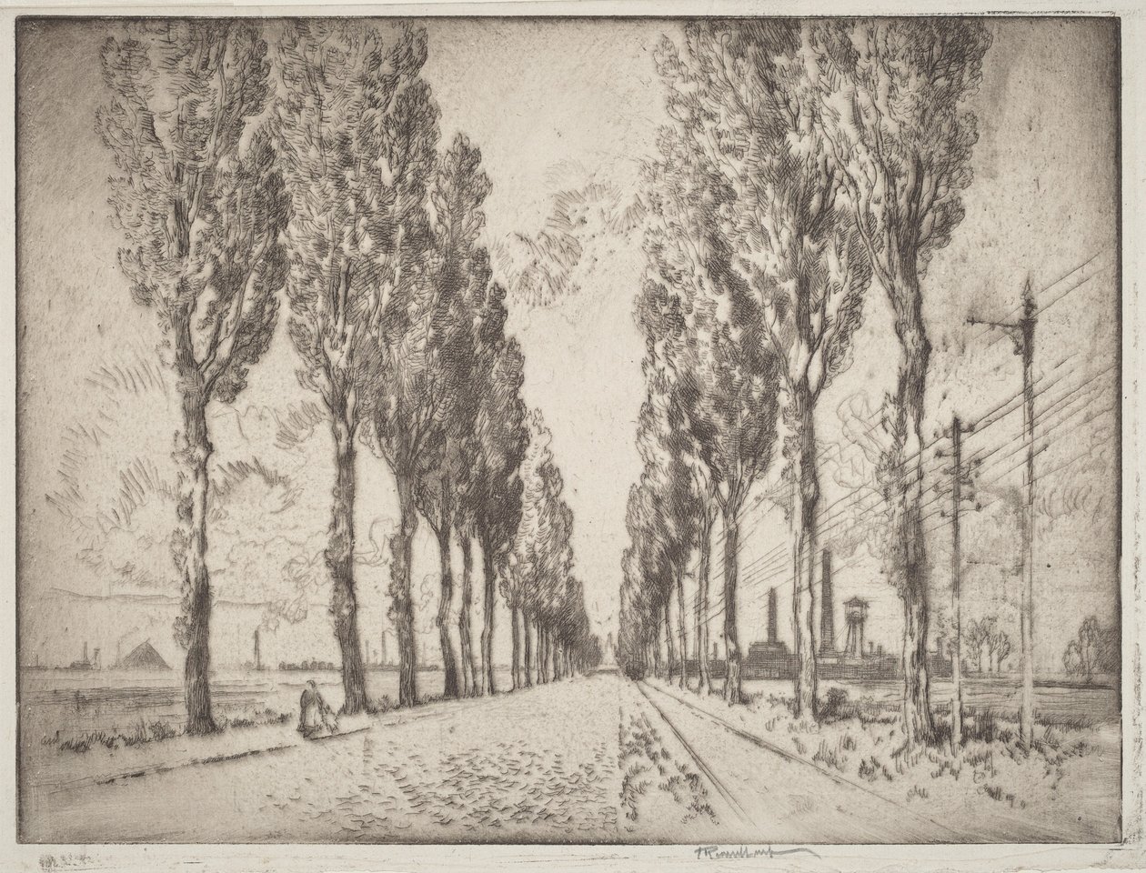 The Avenue, Valenciennes by Joseph Pennell