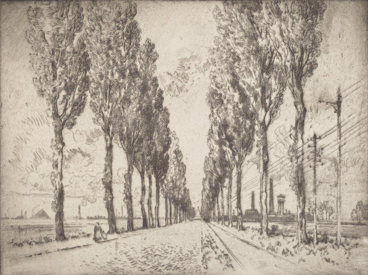 The Avenue, Valenciennes, 1910 by Joseph Pennell