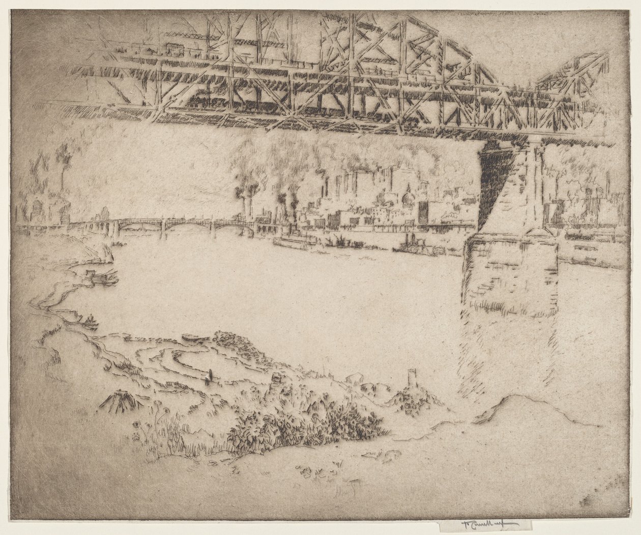 The City Bridge, St. Louis by Joseph Pennell