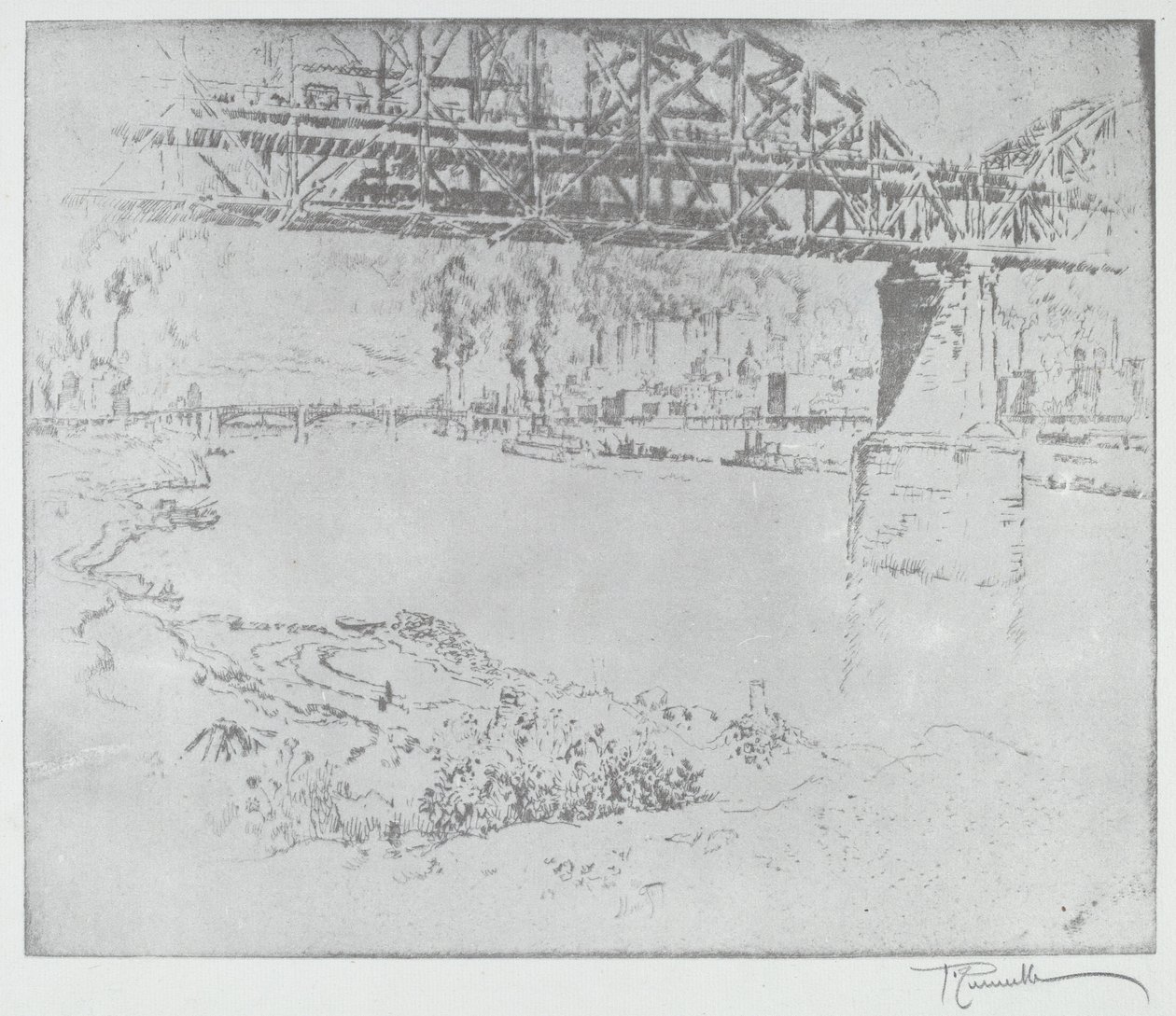 The City Bridge, St. Louis, in or after 1919 by Joseph Pennell
