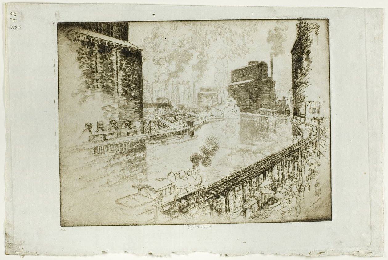 The Grain Elevators, Chicago by Joseph Pennell