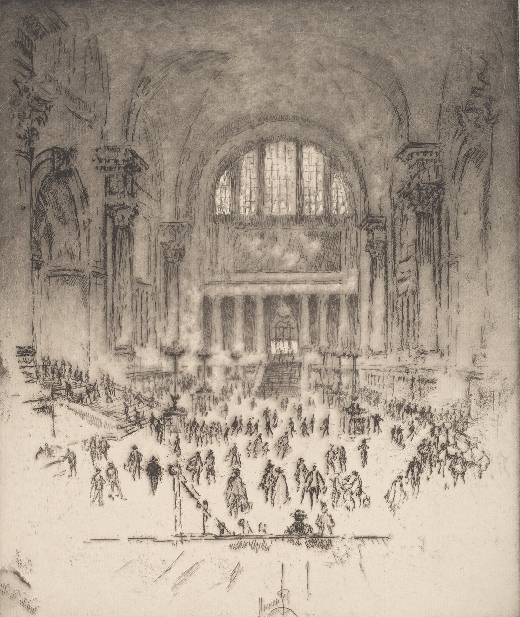 The Marble Hall, Pennsylvania Station, New York, 1919 by Joseph Pennell