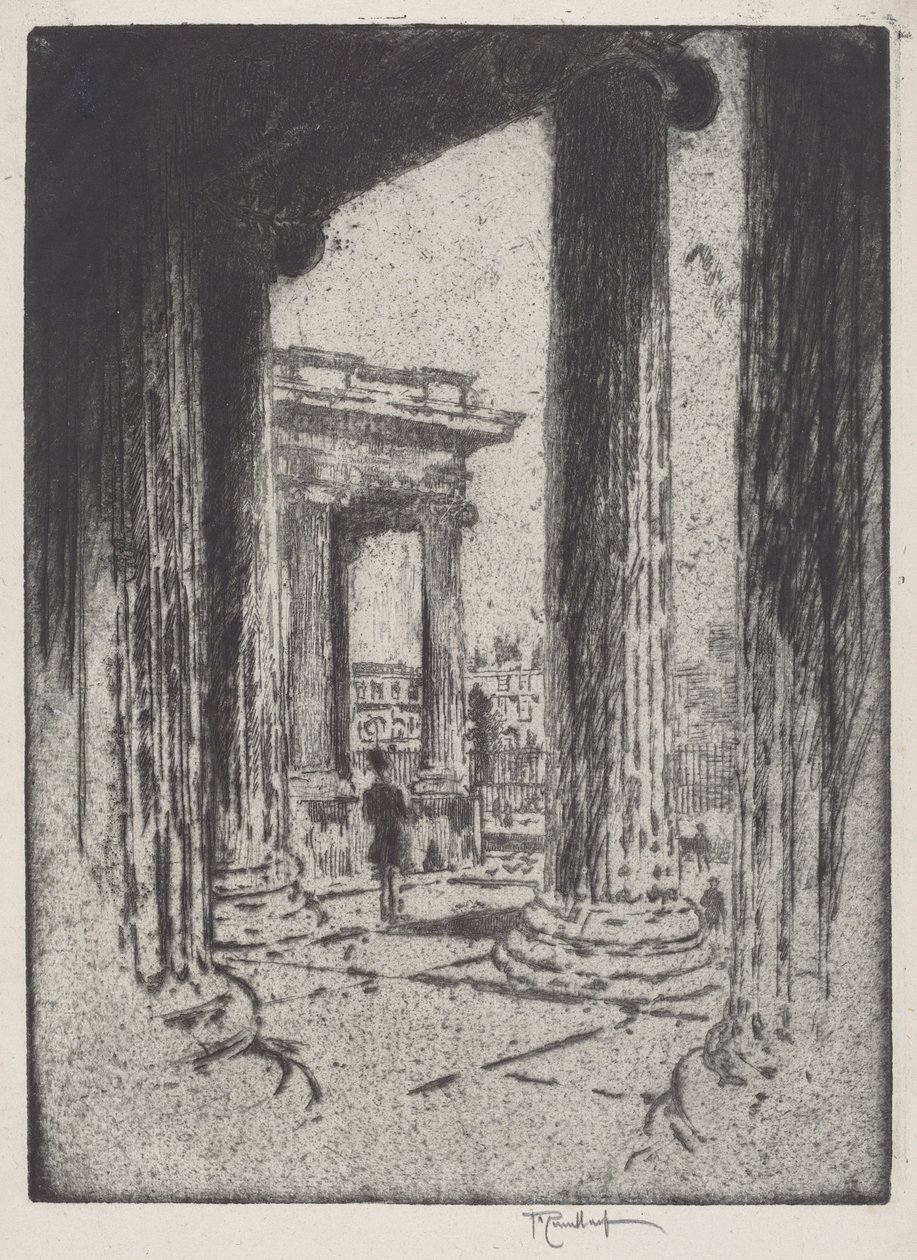 The Portico, British Museum by Joseph Pennell