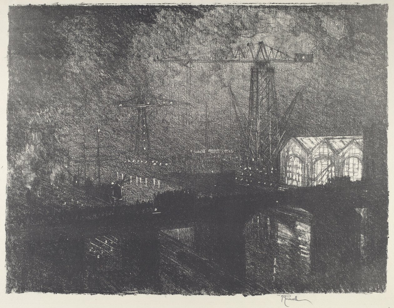 The Shops at Night, Changing Shifts by Joseph Pennell