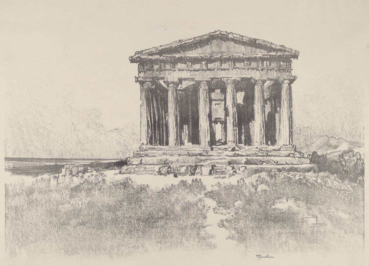 The Temple by the Sea, Temple of Concord, Girgenti by Joseph Pennell