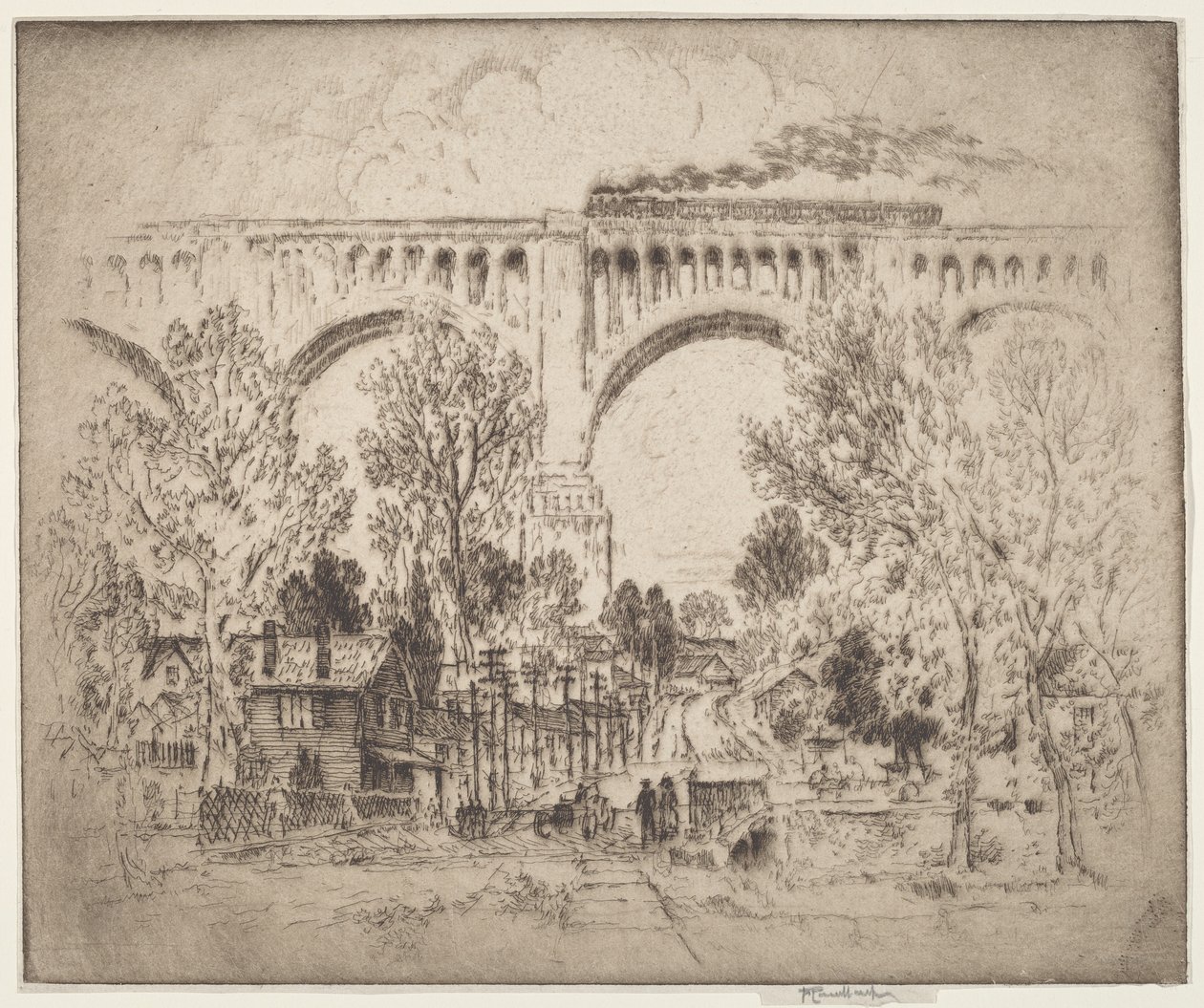The Viaduct, D., L. & W. at Nicholson, Pa. by Joseph Pennell