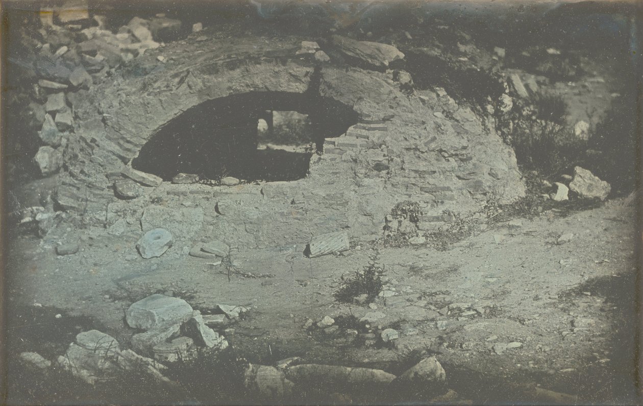 Athens. Temple of Minerva Poliade (Foreground) / Cistern Opening at the Foot of the Erechtheion, Acropolis, Athens by Joseph Philibert Girault De Prangey
