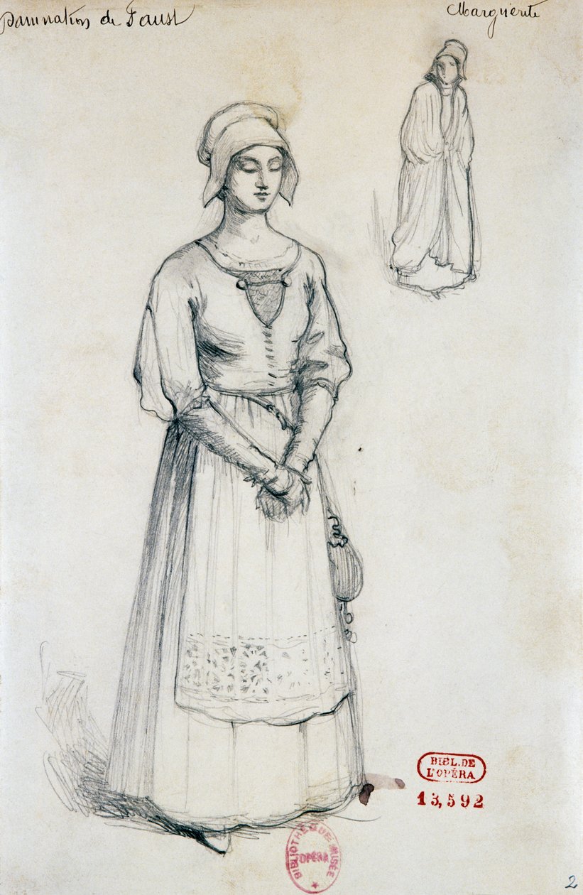 Costume for character of Margaret in Damnation of Faust by Hector Berlioz, sketch by Joseph Porphyre Pinchon by Joseph Porphyre Pinchon