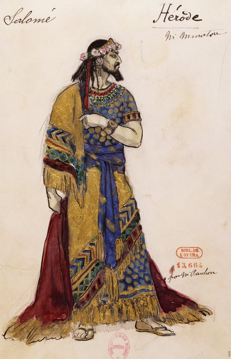 Herod Antipas, sketch by Joseph Porphyre Pinchon for Salome, by Richard Strauss by Joseph Porphyre Pinchon