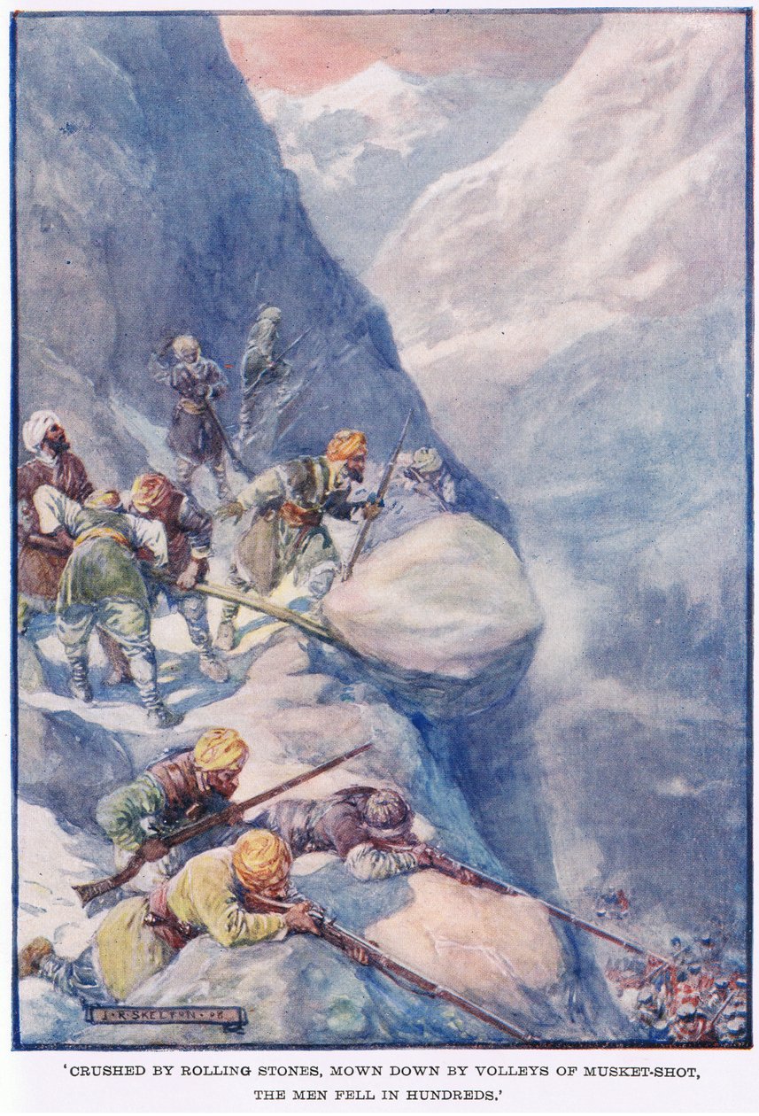 Crushed by Rolling Stones, Mown Down by Volleys of Musket Shot, the Men Fell in Hundreds by Joseph Ratcliffe Skelton