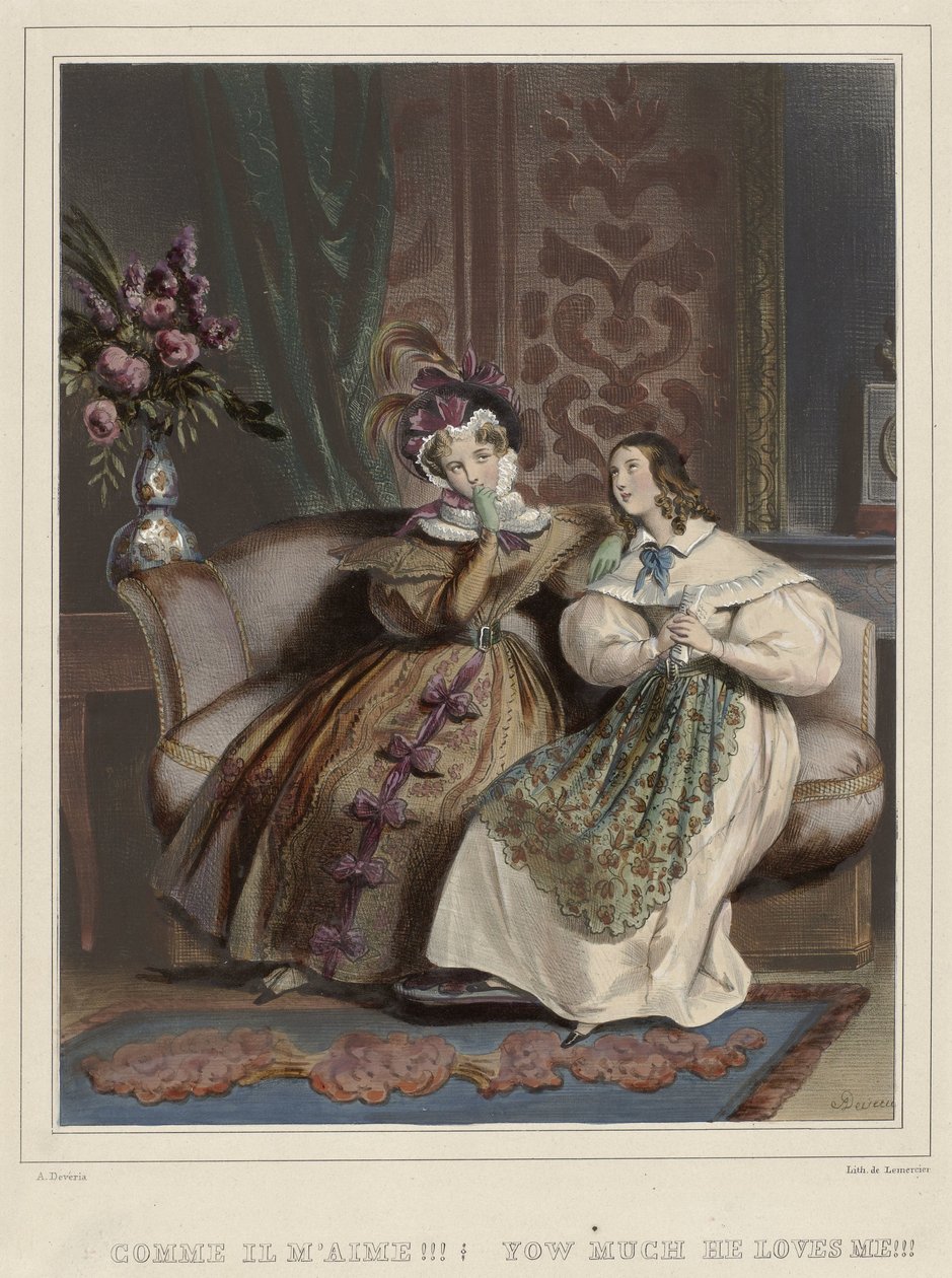 The Women. Fashionable Gallery, ca. 1830: How He Loves Me!!! by Joseph Rose Lemercier