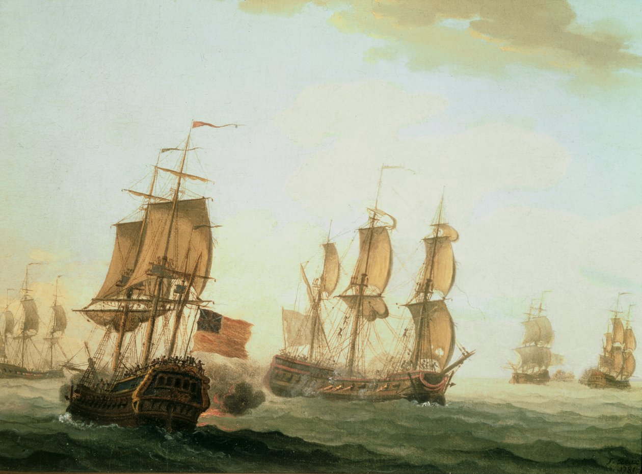 Naval Engagement between a British East Indiaman and a French Warship by Joseph Roux