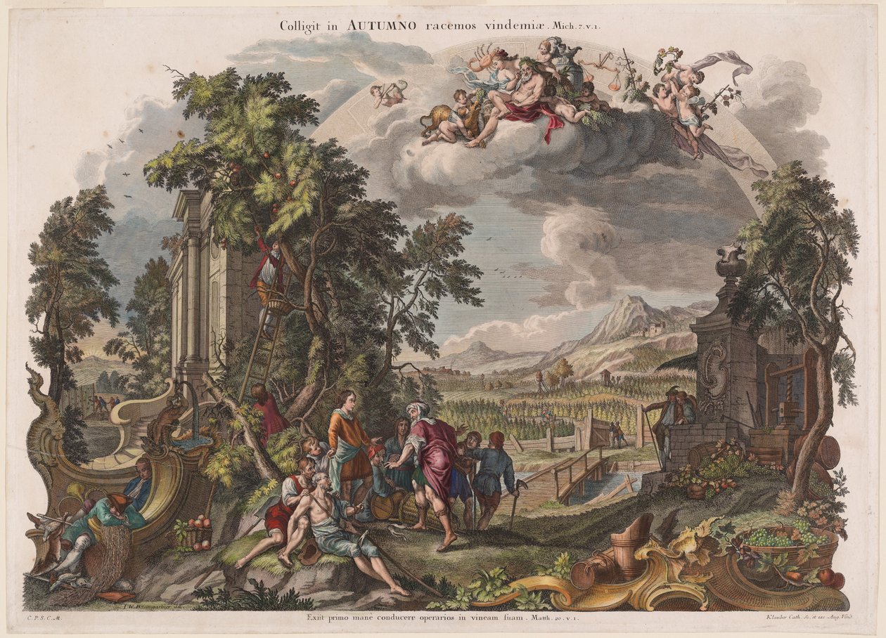 Autumn by Joseph Sebastian Klauber, Johann Baptist Klauber, after Johann Wolfgang Baumgartner