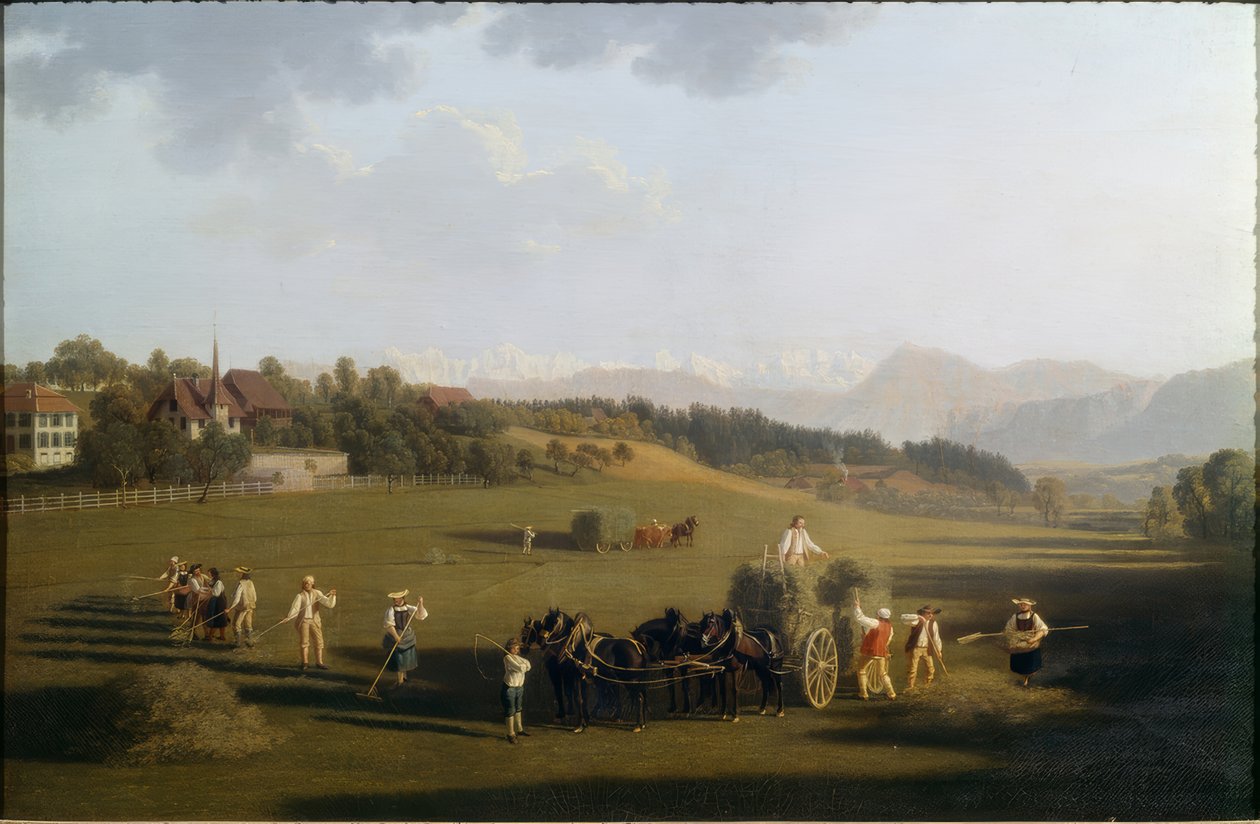 Hay Harvest near Bern by Joseph Simon Volmar