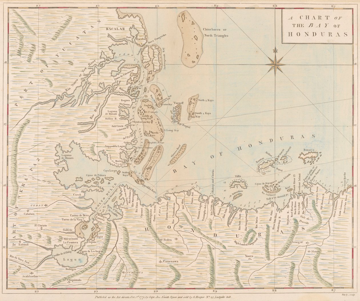 A Chart of the Bay of Honduras by Joseph Smith Speer
