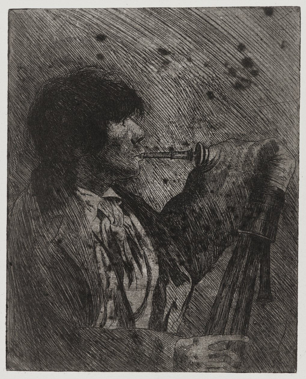 Man Playing Bagpipes, printed by Sigmund Abeles and Edmond Casarella by Joseph Stella