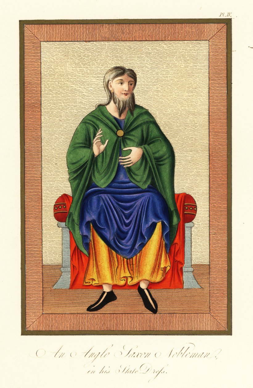 Anglo-Saxon nobleman in his state dress, 8th century,1845 by Joseph Strutt