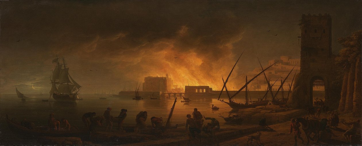 Night Fire in a Seaport, 1748 by Joseph Vernet
