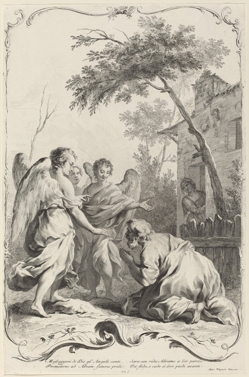 Abraham Kneeling before the Three Angels by Joseph Wagner