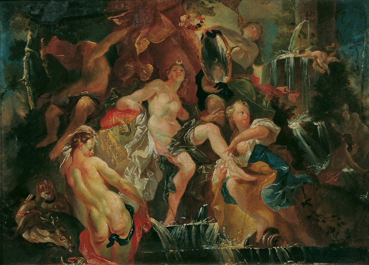 The Bath of Diana (reverse: The Education of the Bacchus Boy) by Joseph Winterhalder d. J.