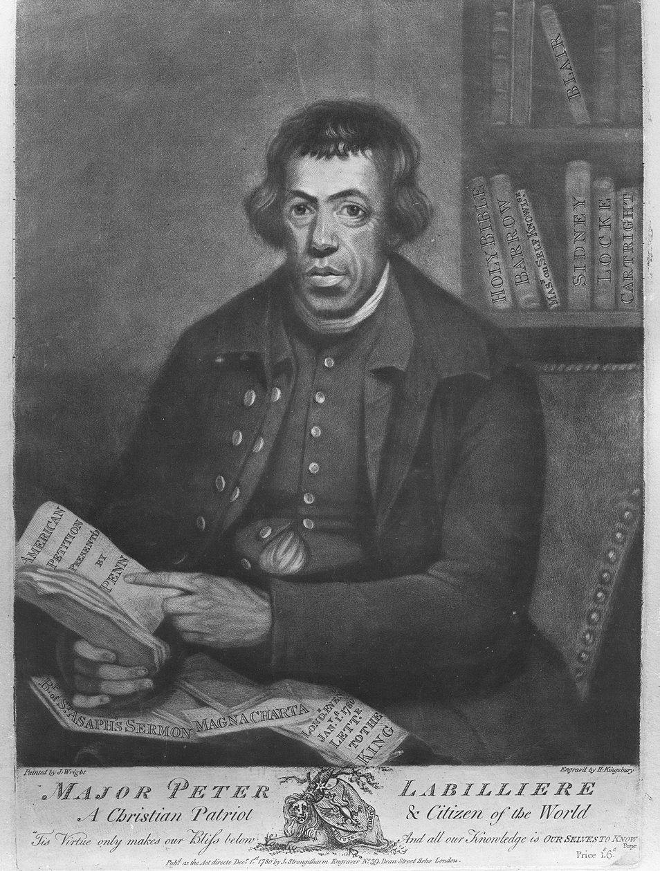 Major Peter Labilliere, etched by Henry Kingsbury, 1780 by Joseph Wright