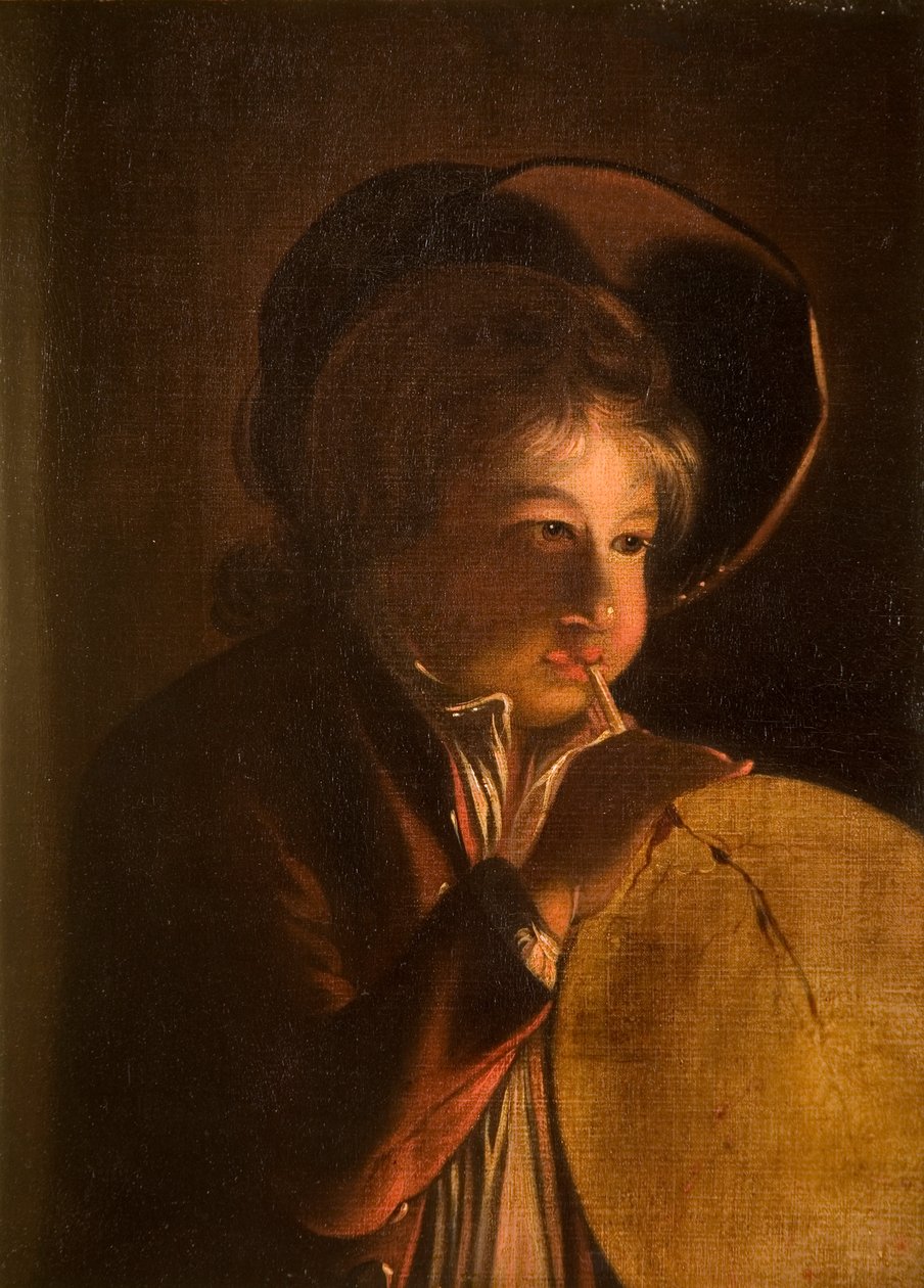 Boy Blowing a Bladder in Candlelight by Joseph Wright of Derby