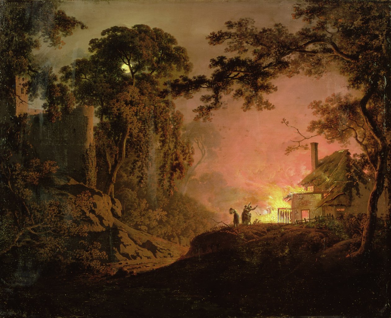 Cottage On Fire by Joseph Wright of Derby