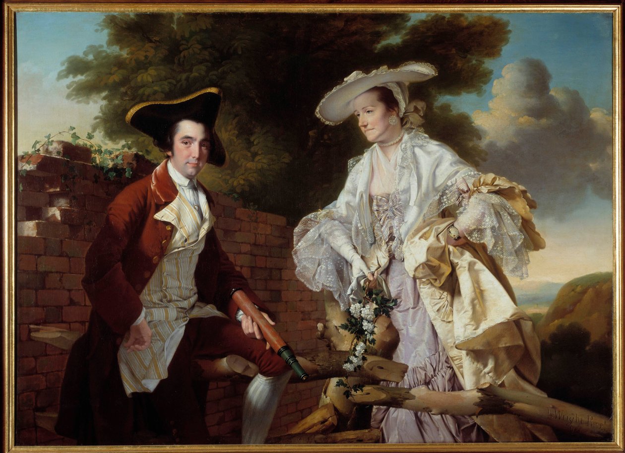 Portrait of the cartographer Peter Perez Burdett (1735-1793) and his wife Hannah by Joseph Wright Of Derby (1765) by Joseph Wright of Derby