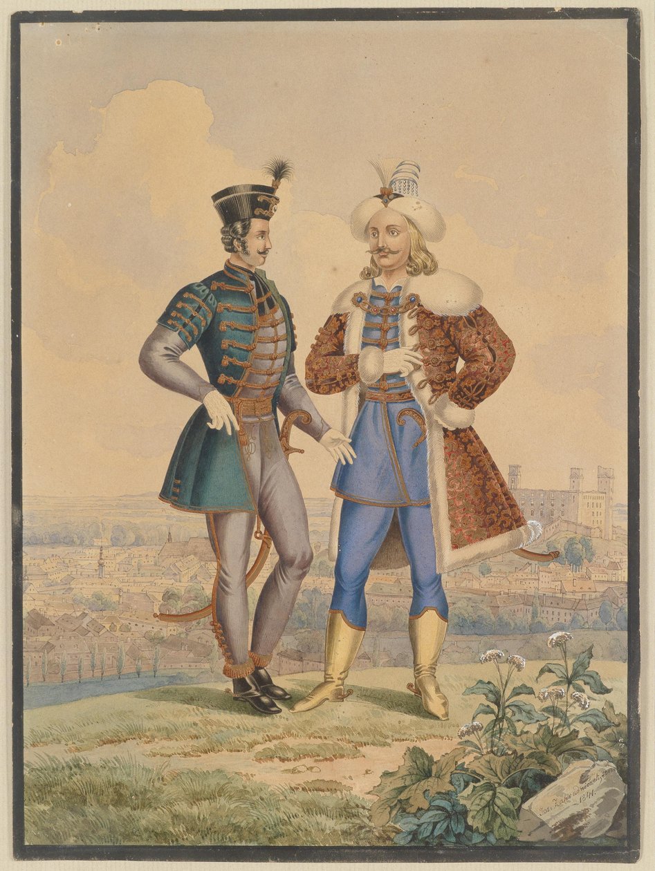 Hussar and Ottoman in Front of a City by Joseph Zahradniczek the Elder