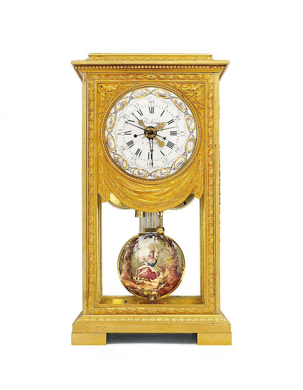 Louis XVI month-going mean and solar time mantel regulator with remontoire by Joseph and Robin Robert  Coteau
