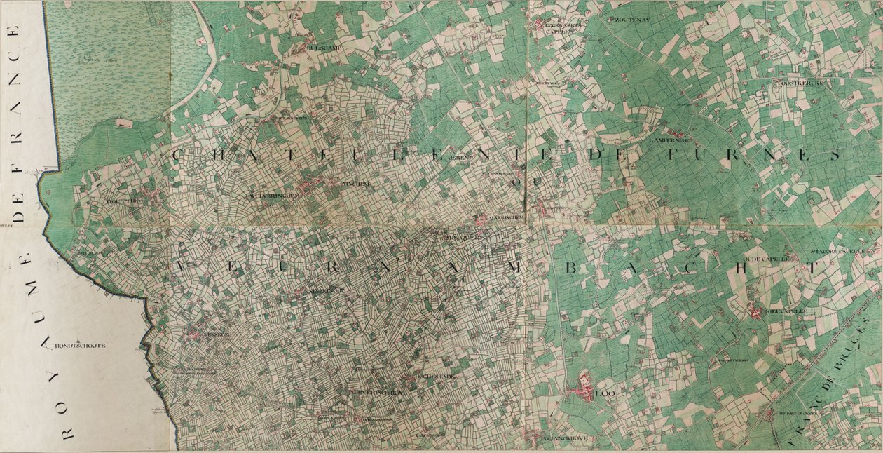 Map of Loo - Lo, Belgium by Joseph de Ferraris by Joseph de Ferraris