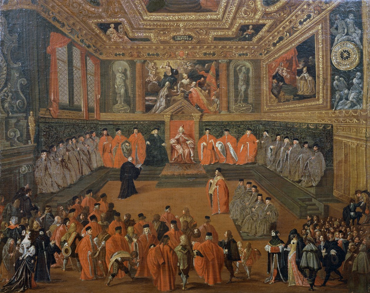 Hearing of Doge in Council Hall of Ducal Palace, Venice by Joseph the younger Heintz