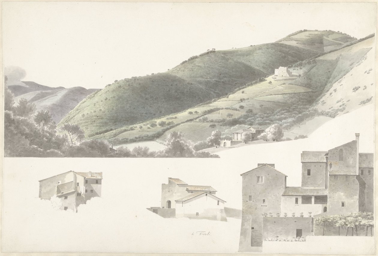 Landscape and Some Houses near Tivoli by Josephus Augustus Knip