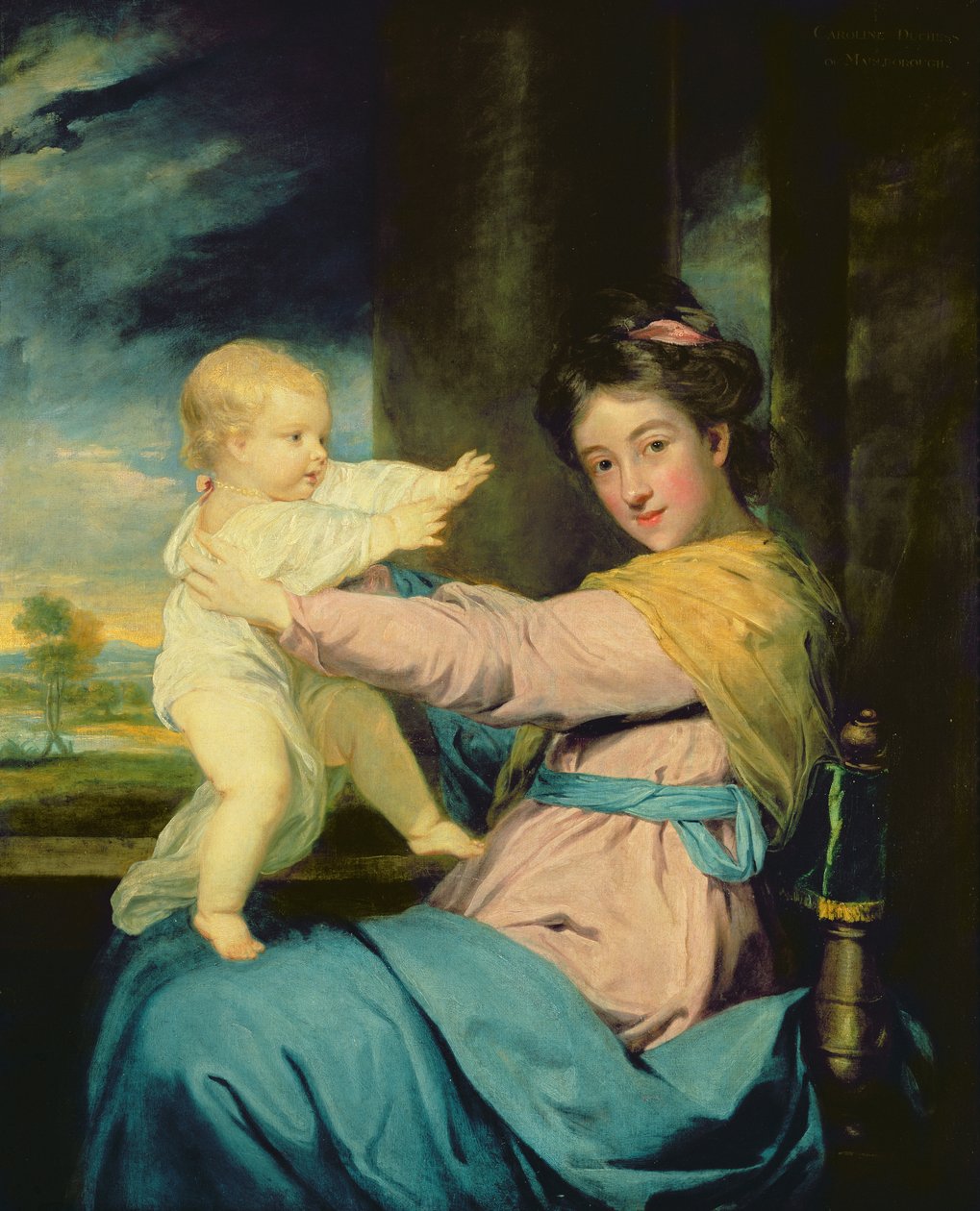 Portrait of Caroline, Duchess of Marlborough with her daughter Lady Caroline Spencer (detail) by Joshua Reynolds