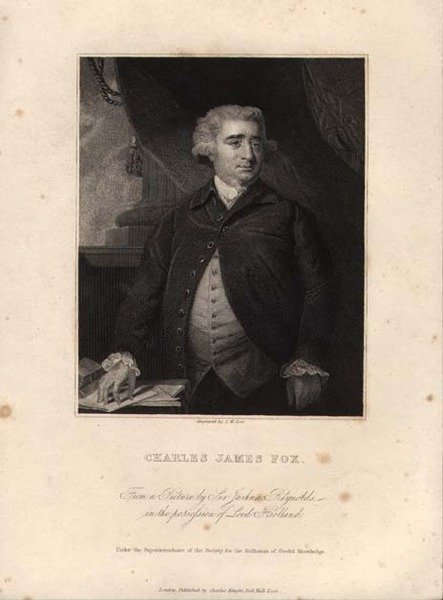 Charles James Fox, Engraved by John William Cook by Joshua (after) Reynolds