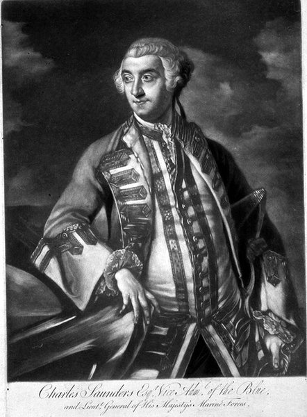 Portrait of Admiral Sir Charles Saunders, Vice-Admiral of the Blue Squadron, Engraved by James McArdell by Joshua (after) Reynolds