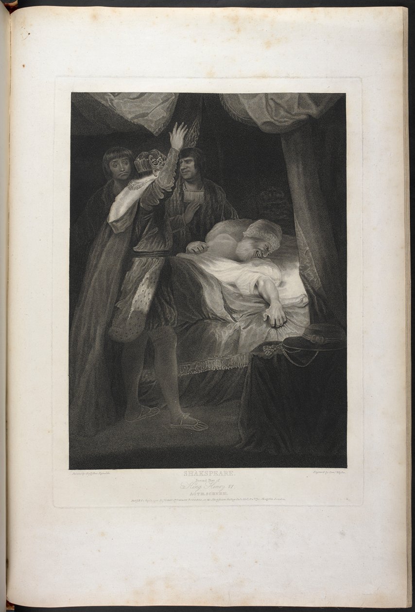 Second Part of King Henry VI Act III Scene III: King Henry, Salisbury and Warwick; the Cardinal in Bed by Joshua (after) Reynolds