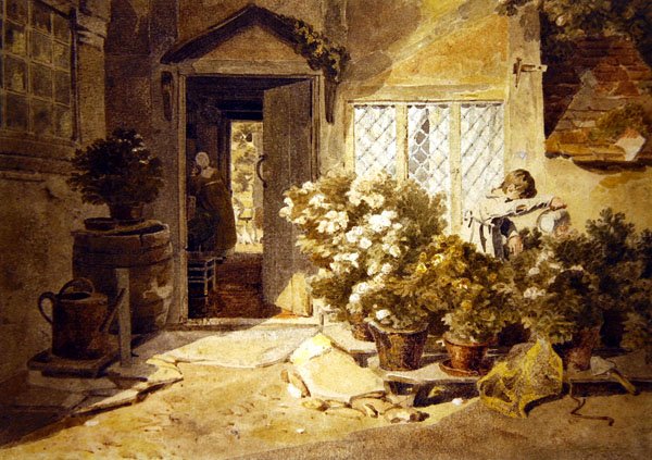 A Cottage Yard by Joshua Cristall