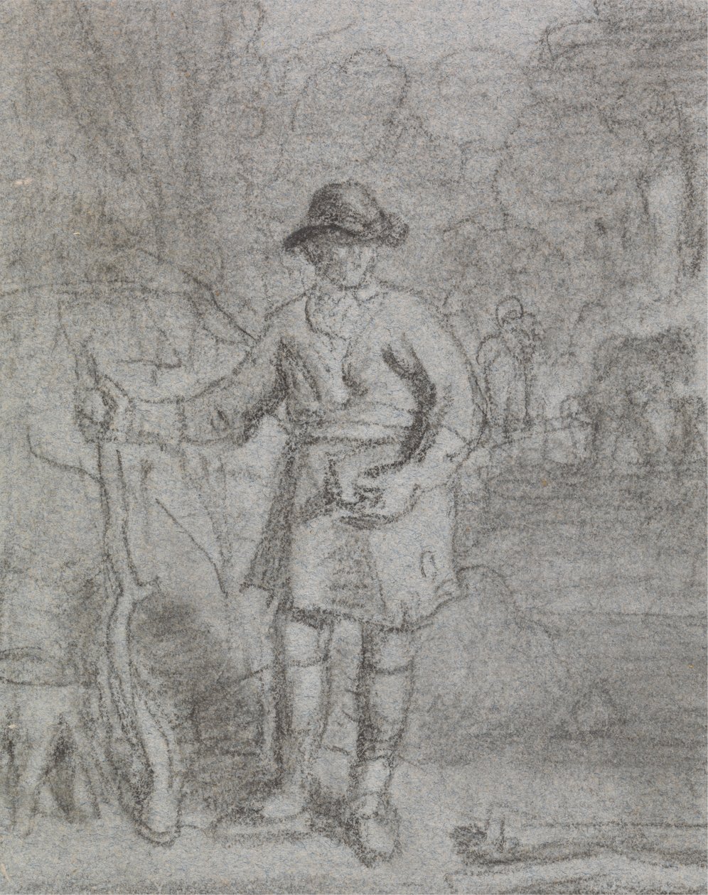 Study of a Man Holding a Stick by Joshua Cristall
