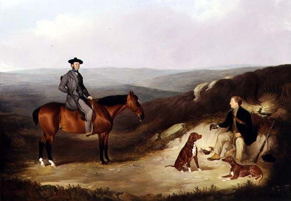John Kerr Watson Mounted on a Shooting Pony with his Keeper on the Yorkshire Moors by Joshua Dalby