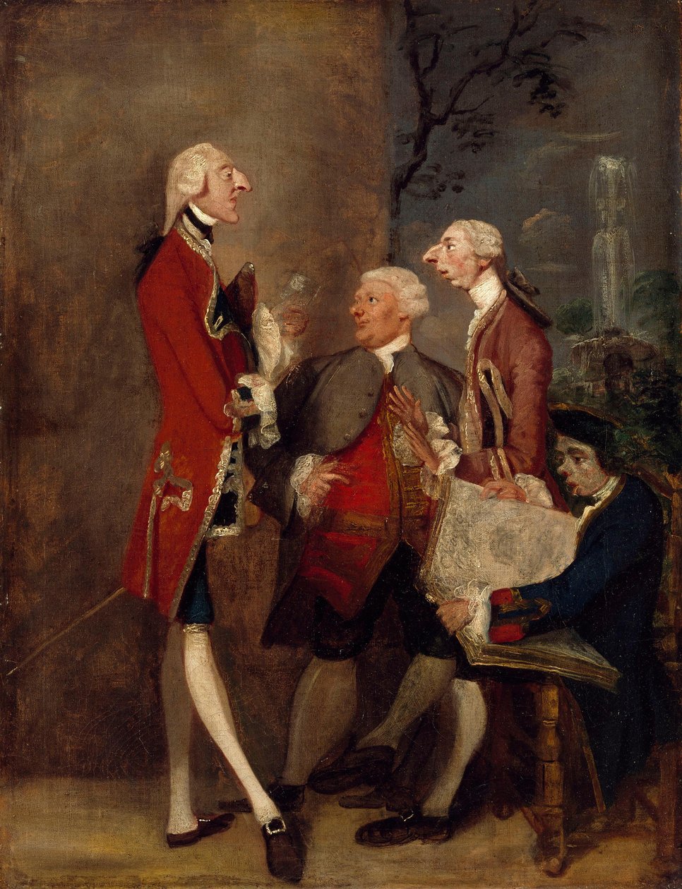 Caricature of Thomas Brudenell, Baron Bruce, the Hon. John Ward, Joseph Leeson, later 2nd Earl of Milltown, and Joseph Henry of Shafford by Joshua Reynolds