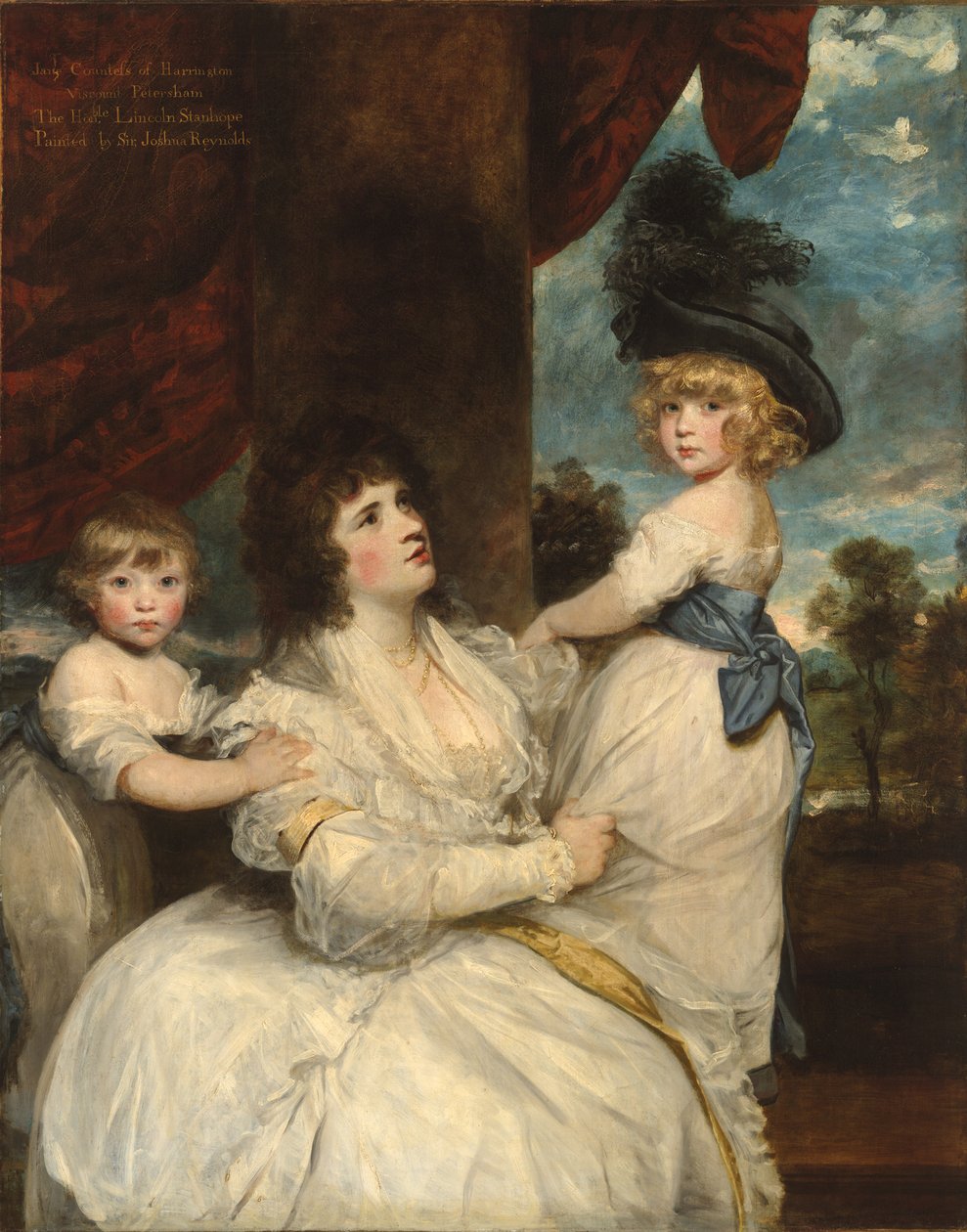 Portrait of Jane, Countess of Harrington, with her Sons, the Viscount Petersham and the Honorable Lincoln Stanhope by Joshua Reynolds