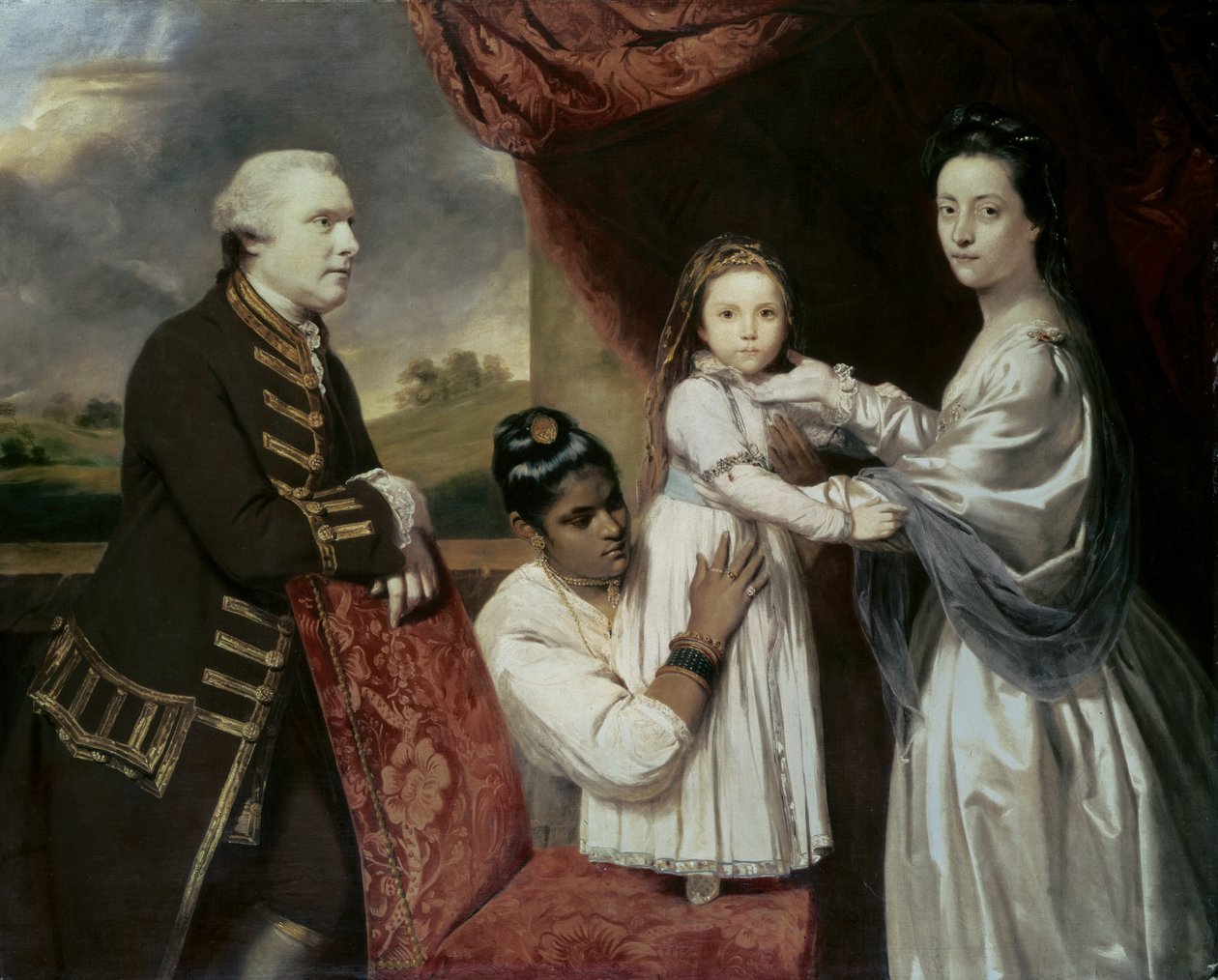 Tysoe Saul Hancock, his wife Philadelphia, their daughter Elizabeth and their Indian maid Clarinda, c.1763-65 by Joshua Reynolds
