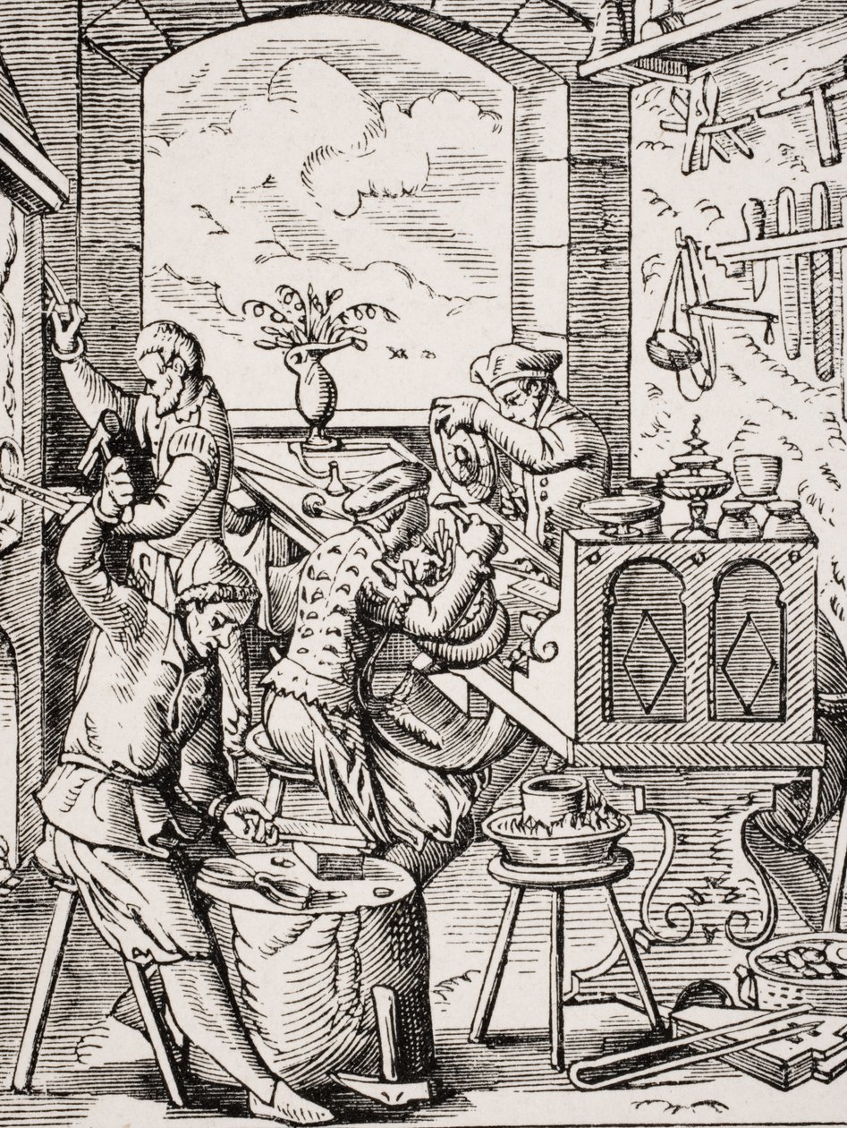 Goldsmith, reproduction of 16th century woodcut by Jost Amman by Jost (after) Amman