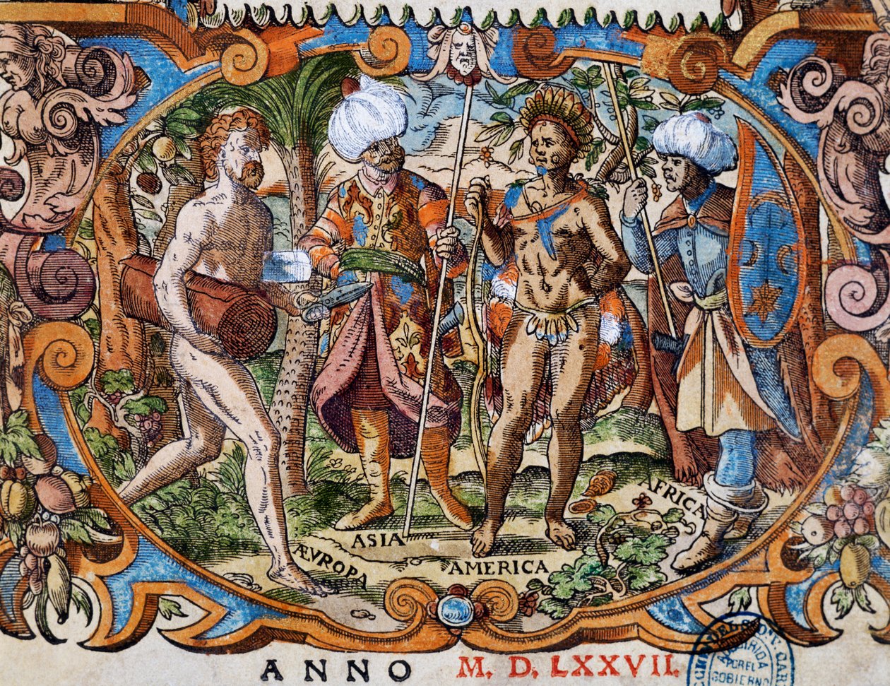 Four Continents (detail) from Titlepage, Engraving by Jost Amman by Jost Amman