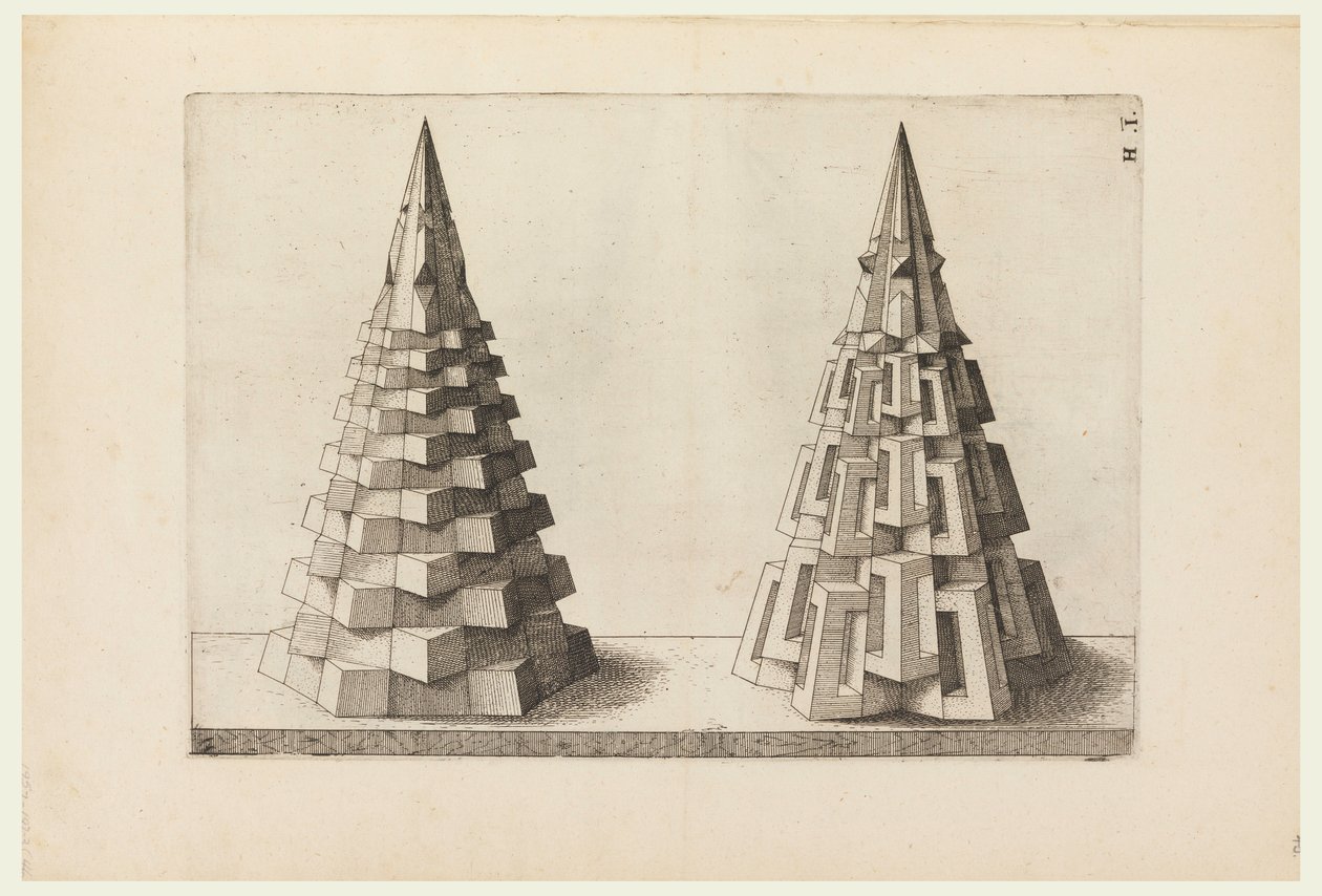 Two Cones, plate H. i. in Perspectiva. Corporium Regularium by Jost Amman