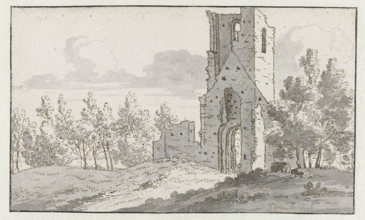 The Ruin of the Chapel of Eik en Duinen near The Hague by Josua de Grave